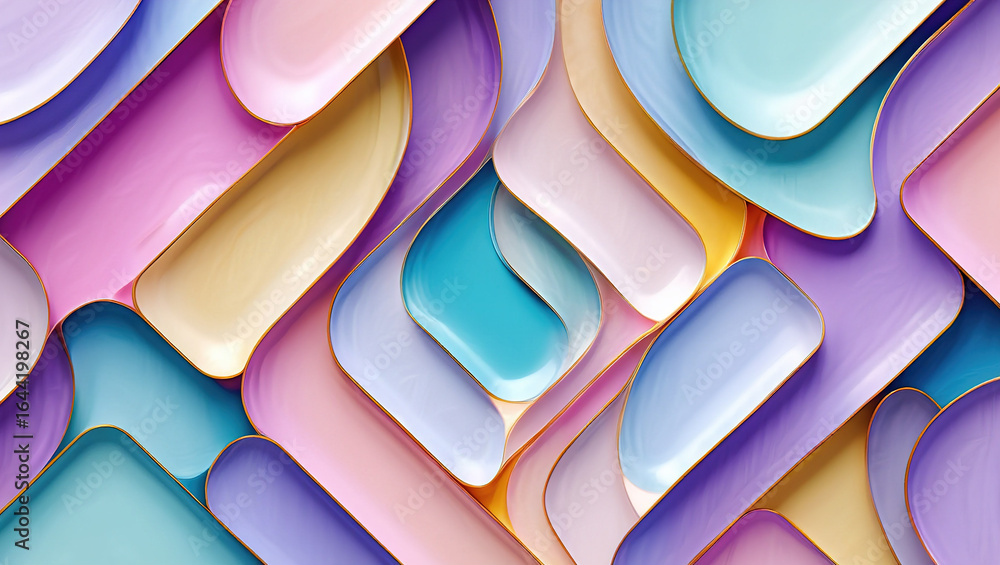 Aufkleber an abstract pattern of multi-colored, curved and intertwined surfaces. the interaction of many geome