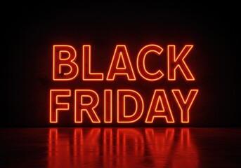 A vibrant neon sign announces the Black Friday sales event, perfect for retail promotions.