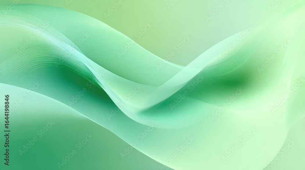 Aufkleber ethereal green wave: a mesmerizing display of fluid, abstract forms dances in a serene gradient of g