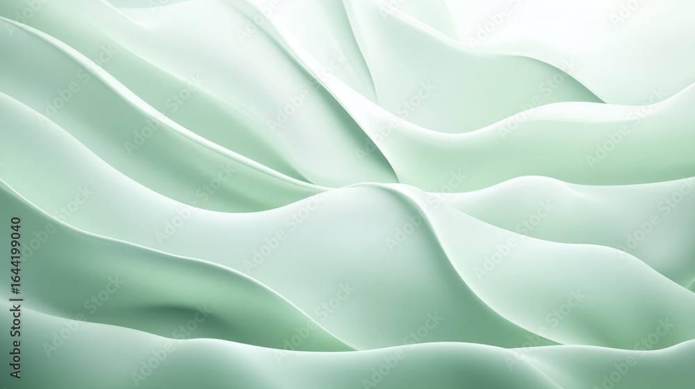 Poster flowing fabric serenity: an abstract composition of ethereal waves and flowing forms in a soft, eleg