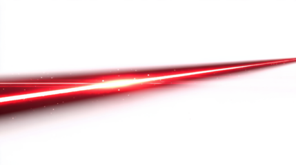 Neon laser line, glowing streak with light. Red ray line with light effect. Techno futuristic impulse line isolated on white background. Vector illustration