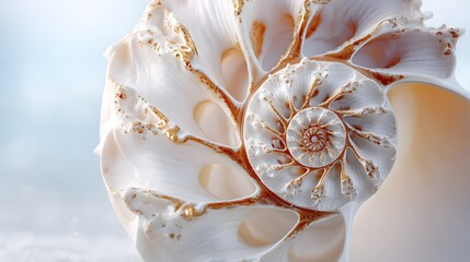 Detailed close-up of a spiral seashell.