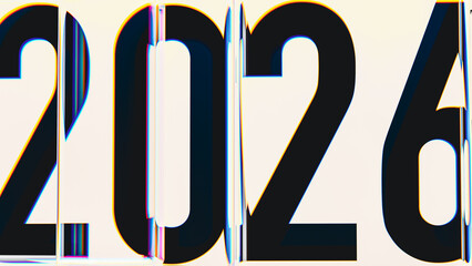 New Year 2026 celebration under glass display with bold numbers