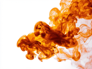 Orange dark smoke isolated on white