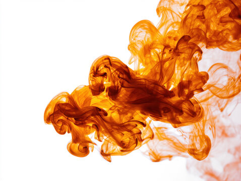 Orange dark smoke isolated on white