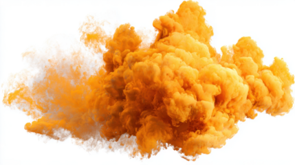 Orange fog or smoke effect isolated on transparent white background. Steam explosion special effect. Effective texture of steam, fog, smoke png. Vector illustration