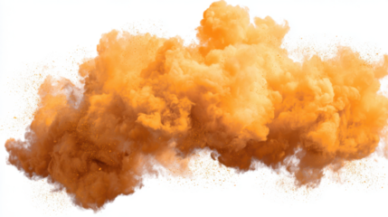 Orange fog or smoke effect isolated on transparent white background. Steam explosion special effect. Effective texture of steam, fog, smoke png. Vector illustration