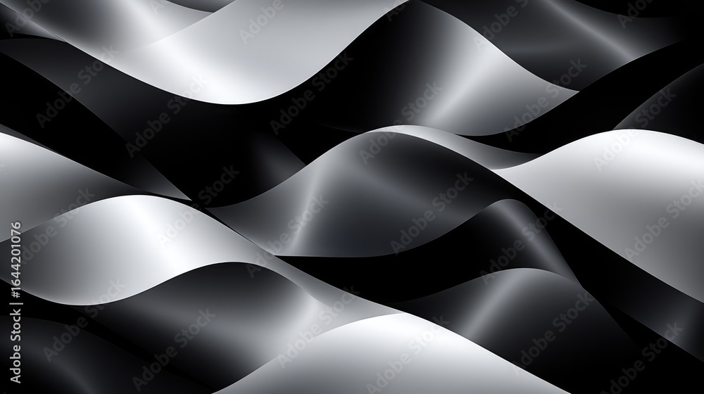 Aufkleber abstract flow of light and shadow: an elegant study in monochrome, showcasing fluid, undulating wave