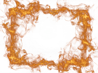 Fiery flame square frame design abstract art isolated on a transparent background