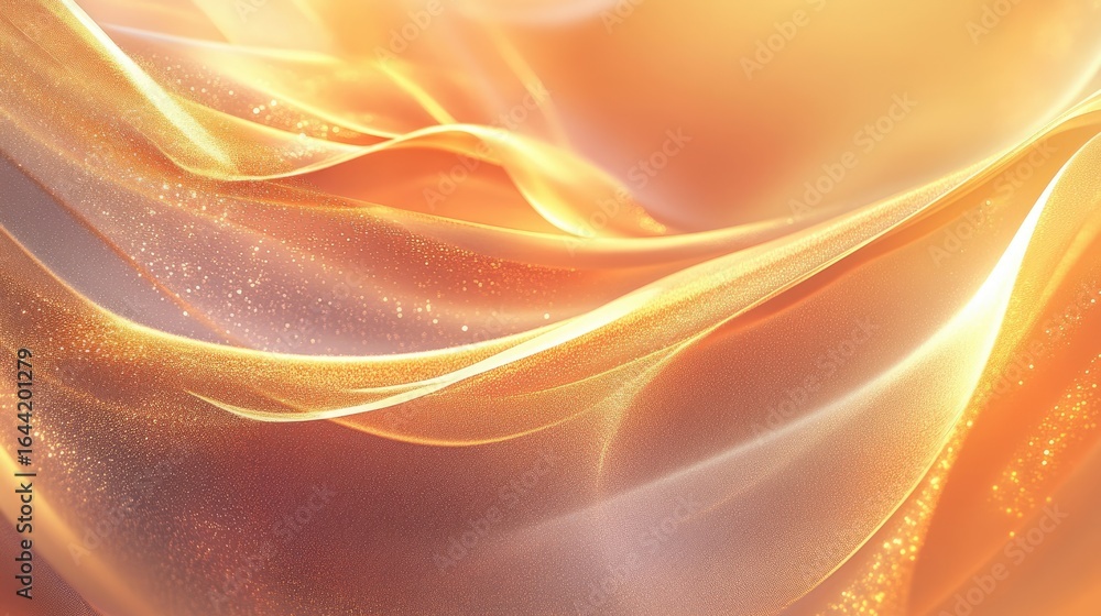 Poster golden waves of light: a mesmerizing visual symphony of ethereal golden light gracefully flows, crea