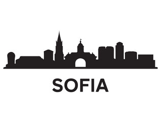Fototapeta premium Sofia skyline silhouette. Landscape Sofia, Bulgaria. Vector illustration. Vector black silhouette. with white background.
