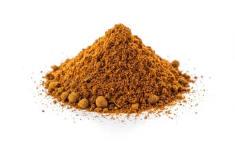 Pile of brown spice powder isolated on white background