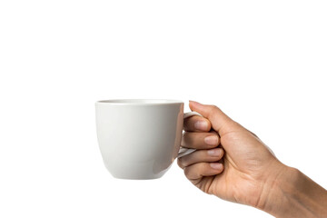 Hand Holding Hot Coffee Cup &ndash; Isolated on White Background