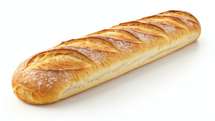 French Baguette on White Background Minimalist
