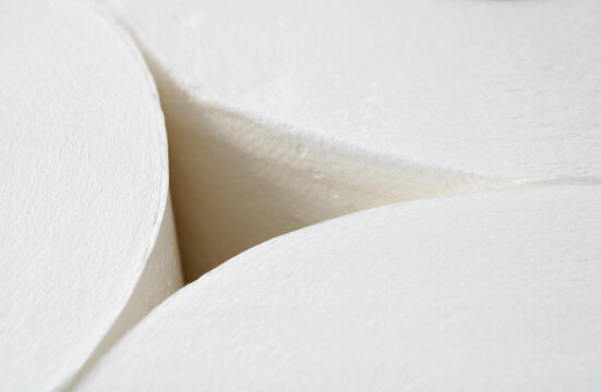 Layers of toilet paper rolls