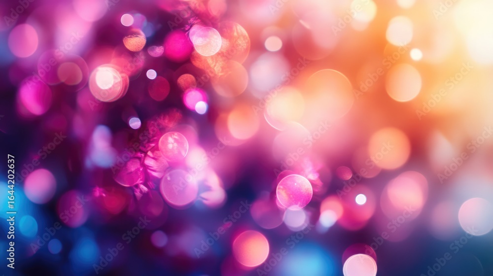 Poster chromatic luminosity: a mesmerizing display of vibrant, out-of-focus bokeh lights, awash in an abstr