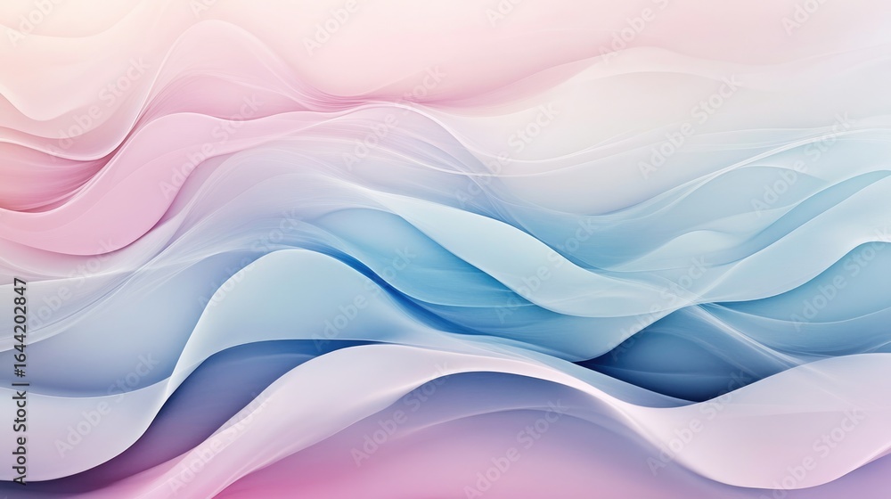 Aufkleber serene abstract flow: a captivating abstract design of graceful, flowing lines in soft pastel hues, 