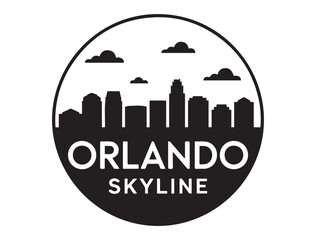 Fototapeta premium Orlando skyline. Circular style. Stock vector illustration. Vector black silhouette. with white background.