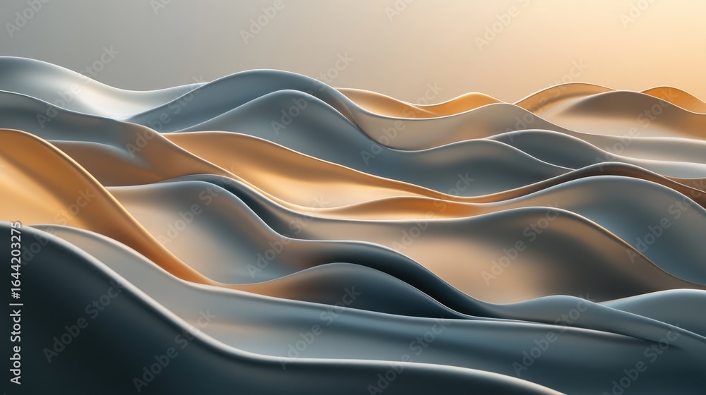 Poster abstract flowing metallic shapes: a visually captivating abstract of flowing metallic shapes, with a