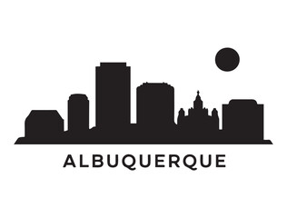 Fototapeta premium Albuquerque skyline silhouette. Landscape Albuquerque, New Mexico. Vector illustration. Vector black silhouette. with white background.