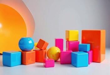 Obraz premium Colorful children's entertainment supplies featuring vibrant geometric shapes