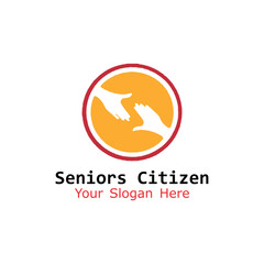 helping senior citizens logo design vector
