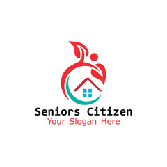 helping senior citizens logo design vector