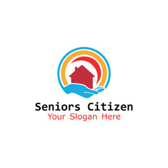 helping senior citizens logo design vector