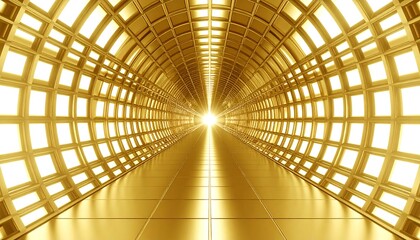 Golden Tunnel Perspective: Bright Light at the End of the Corridor