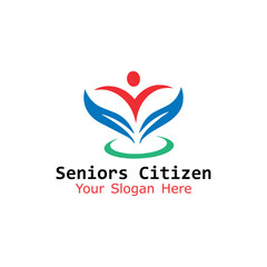 helping senior citizens logo design vector
