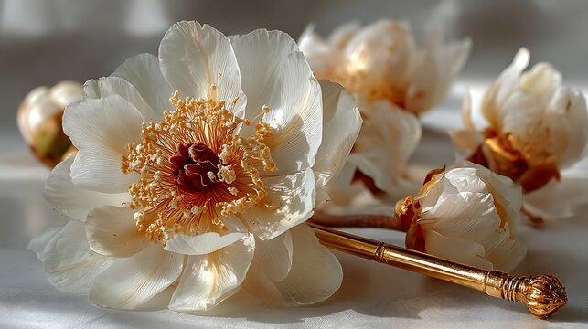 Luxurious golden vajra with lotus bloom high resolution photo