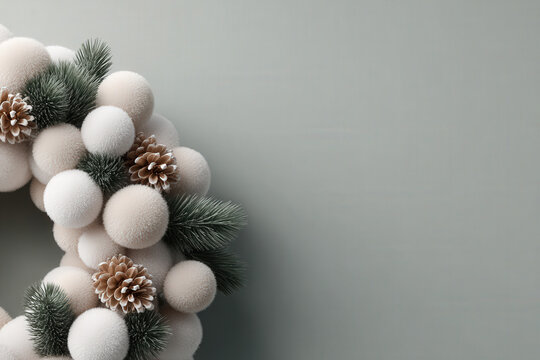 simplistic yet charming depiction of new year  theme featuring elegant christmas wreath on clean monochrome