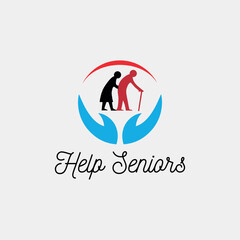 helping senior citizens logo design vector