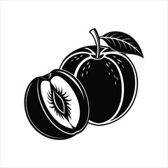  Fresh Peach Fruit Whole and Half Vector Illustration