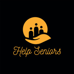 helping senior citizens logo design vector