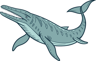 Realistic Mosasaurus Illustration for Prehistoric and Marine Art. Detailed Realistic Mosasaurus Drawing for Dinosaur and Fossil Projects. Professional Realistic Mosasaurus Artwork for Paleontology Use