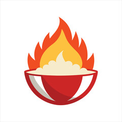 Hot Rice Bowl Fire Symbol Vector Design