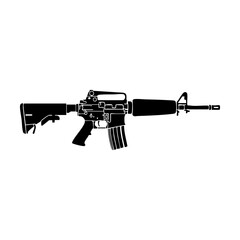 Minimalist Flat Vector Illustration of M4 Carbine Assault Rifle