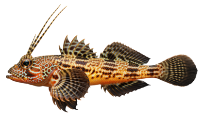 Oriental Stargazer (Uranoscopus orientalis), a small, bottom-dwelling marine fish with a unique shape. PNG with transparent background