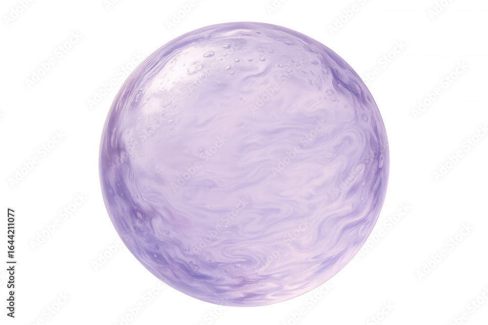 Poster purple planet with swirling clouds rotating in the vastness of space, isolated on a transparent back