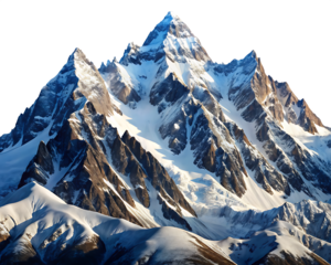 a mountain range with snowcapped peaks isolated on white background, png, ai generated.