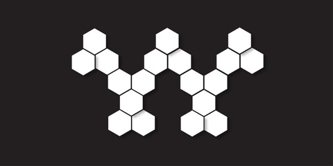 Geometric hexagon pattern on a 3D soccer ball, a modern vector illustration on a black background