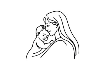 Mother holding baby tender embrace vector