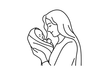 Mother holding baby tenderly love