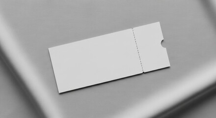 Blank White Ticket Mockup on Textured Gray Fabric Background.