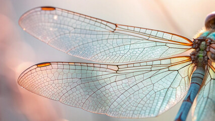 Close up of delicate translucent dragonfly wings with intricate veins