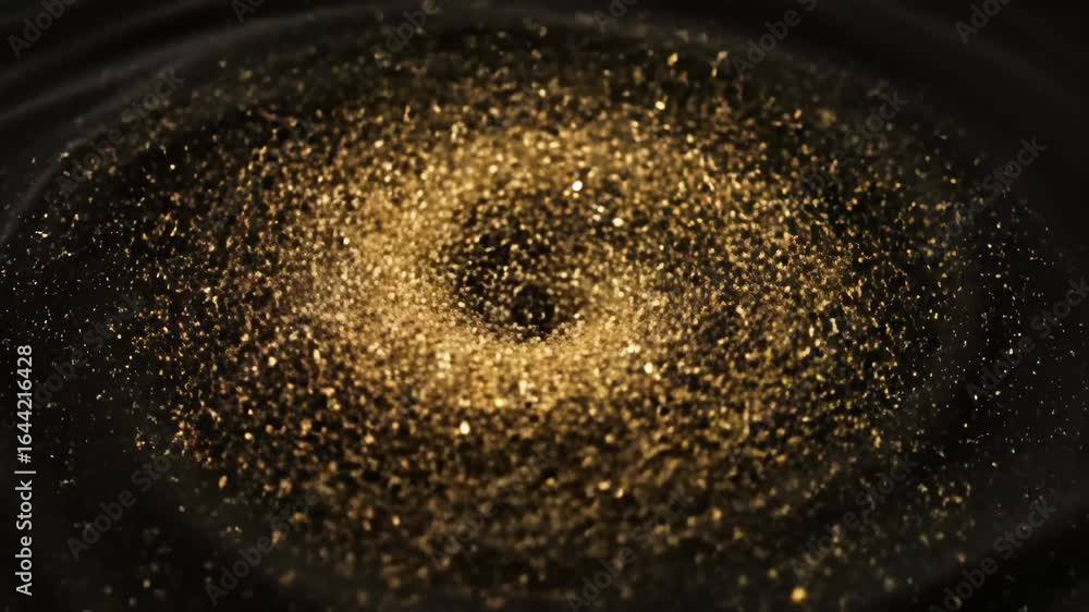 Poster golden vortex particle swirl - a mesmerizing animation of gold particles swirling in a vortex, creat