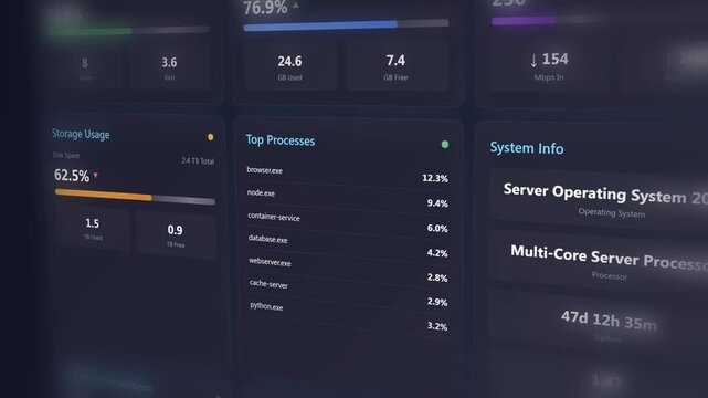Interactive dashboard displaying system performance metrics with realtime analytics