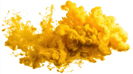 Yellow smoke isolated on white background