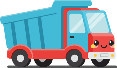 Fototapeta premium Cute cartoon dump truck vehicle illustration for children’s educational and entertainment content 